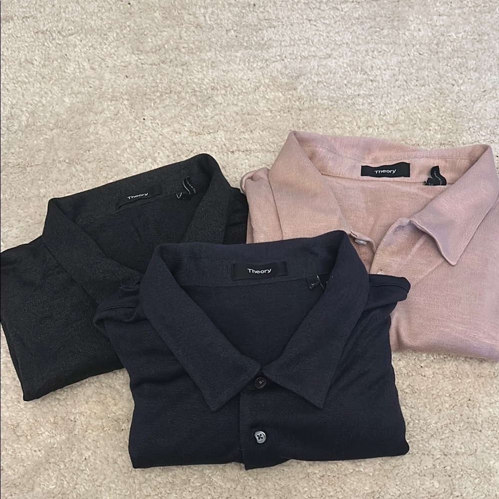 Theory Polo Shirts in Black and Pink Casual Elegance